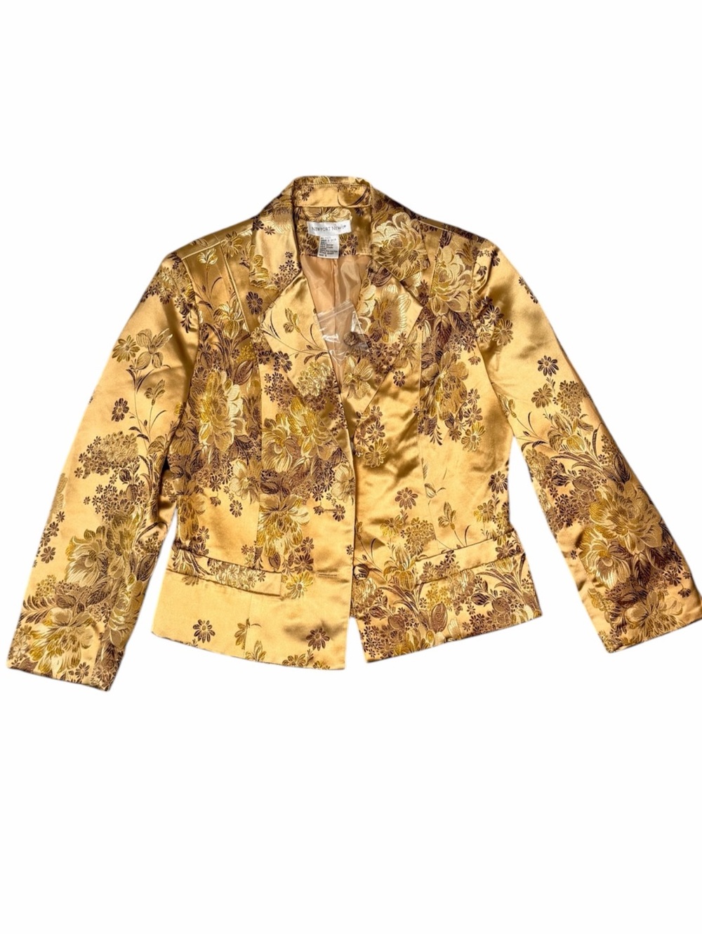 Vintage Newport News Jacquard Satin Cropped Blazer size 6